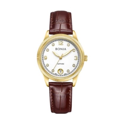 Bonia Elegance BNB10844-2215 Brown Leather Strap Women Watch